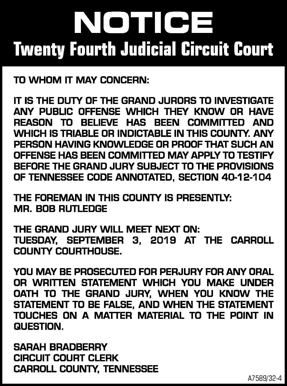 Notice - Twenty Fourth Judicial Circuit Court - A7589 | The Mckenzie Banner